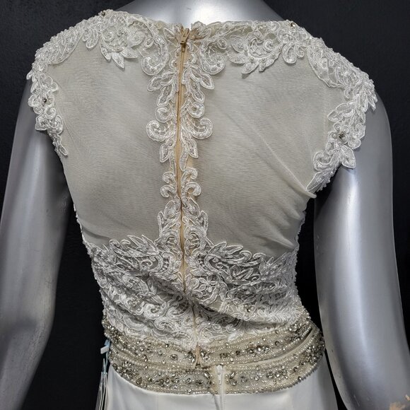 NWT~$1095~MON CHERI~SZ 6~IVORY TWO PIECE EMBELLISHED CROP TOP WEDDING DRESS - Picture 11 of 16